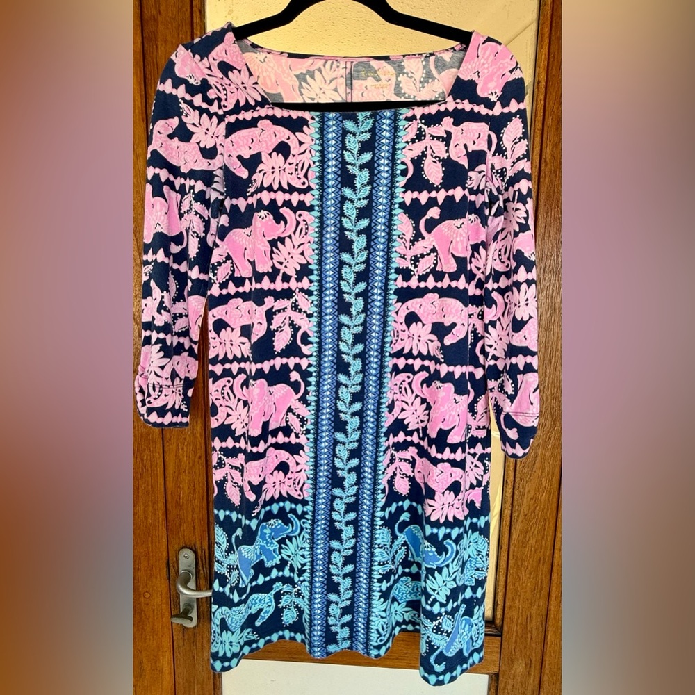 Lilly Pulitzer Bailee Dress High Tide Navy Perfect Pair Print Size Small
